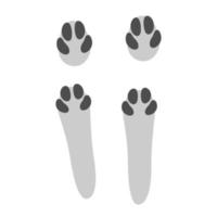 Hare footprints concept. Cute rabbit footprints in the snow. Isolated illustration on a white background. Cartoon style. Vector illustration.