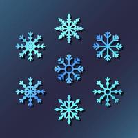 set of gradient blue snowflakes vector illustration