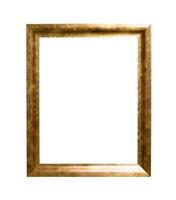 old wide flat golden picture frame isolated photo