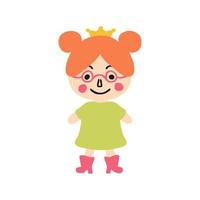 linda princesita plana ilustración vectorial aislada. perfecto para carteles, tarjetas de felicitación, tee, logo, pegatinas e impresión. vector