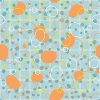 Nostalgic retro groovy print with abstract pebbles on a checkered background. vector