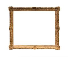 old ornamental carved wood picture frame isolated photo