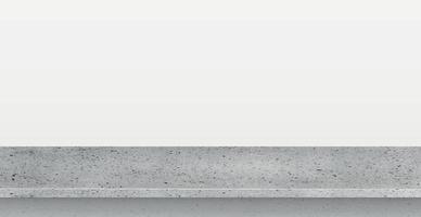 Gray concrete stone countertop on white panoramic background, promotional web template - Vector