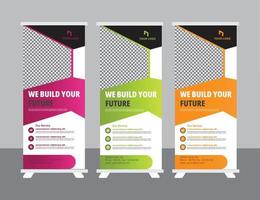 Roll up banner design template, modern x-banner vector