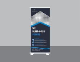 Roll up banner design template, modern x-banner vector