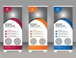 Roll up banner design template, modern x-banner vector