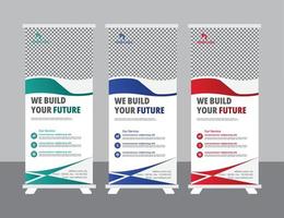 Roll up banner design template, modern x-banner vector