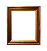 old wide dark brown wooden picture frame isolated photo