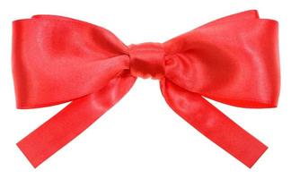 real red satin ribbon bow with square cut ends photo
