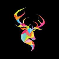 colorful polygon deer logo vector