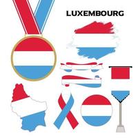 colección de elementos con la plantilla de diseño de la bandera de luxemburgo vector