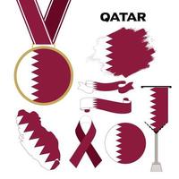 colección de elementos con la plantilla de diseño de la bandera de qatar vector