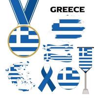 colección de elementos con la plantilla de diseño de la bandera de Grecia vector