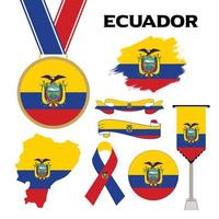 colección de elementos con la plantilla de diseño de la bandera de ecuador vector