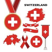 colección de elementos con la plantilla de diseño de la bandera de suiza vector