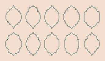 Set of oriental windows and frames. Islamic shapes in minimalistic abstract style. vector