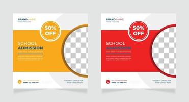 School education admission social media post design template vector