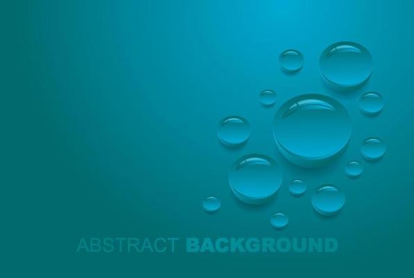 Vector Illustration of water drops different size with reflection isolated on gradient background