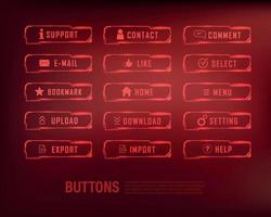 button collection sci-fi style set color blue vector