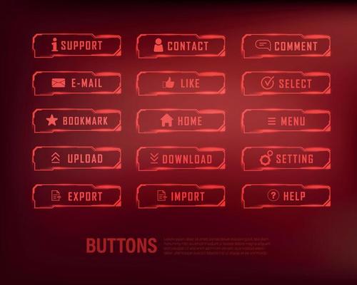 button collection sci-fi style set color blue