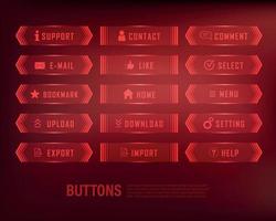 button collection sci-fi style set color blue vector