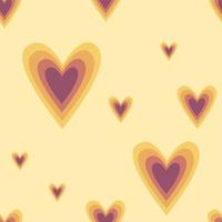 Seamless pattern with hearts in hippie style in retro colors. For textile, background, product design vector