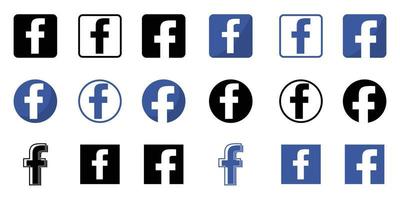 Collection of facebook logos printed on white paper.Facebook is a popular social networking service. vector