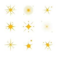 Set of sparking star. Icon and symbol.  Starry vector illustration isolated on white background