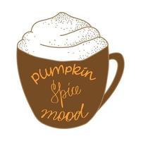 Pumpkin spice latte cup. vector