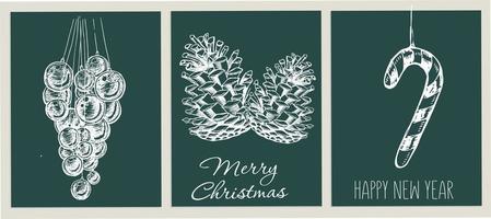 Christmas set in sketch style. Hand drawn illustration. vector