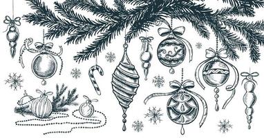 Christmas set in sketch style. Hand drawn illustration. vector