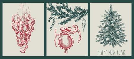 Christmas set in sketch style. Hand drawn illustration. vector