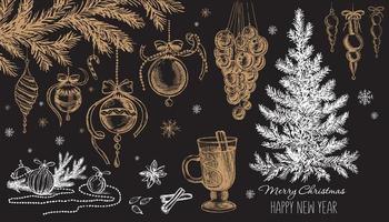 Christmas pattern in sketch style. Hand drawn illustration. vector