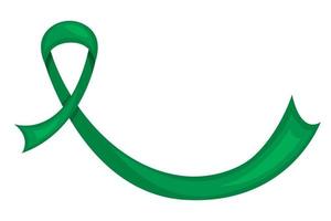Green awareness ribbon on white background. Ovarian cancer awareness Month symbol. vector
