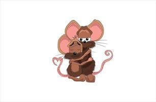 2 mouse hug together vector illustration