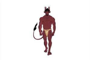 red demon boy vector illustrations