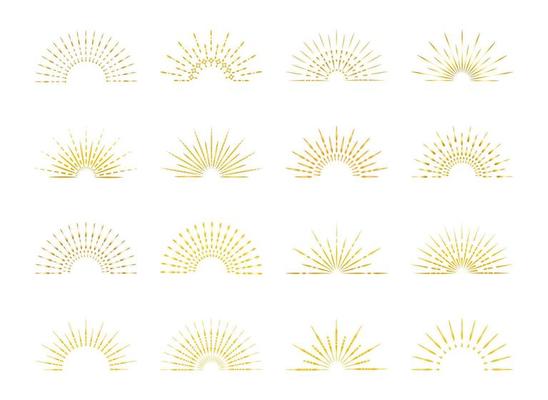 Set of light rays, sunburst. Vector illustration