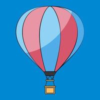 Striped hot air baloon isolated on blue background vector