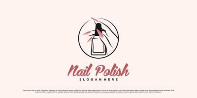 Nail polish logo design for nail art studio with circle concept and creative element Premium Vector