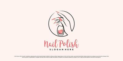 Nail polish logo design for nail art studio with circle concept and creative element Premium Vector