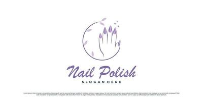 Nail polish logo design for nail art studio with circle concept and creative element Premium Vector