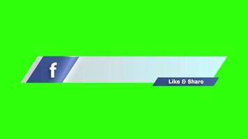 Simple Animated Facebook Lower Third Banner with Follow Green Screen Free Video