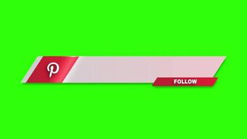 Simple Animated Pinterest Lower Third Banner with Follow Green Screen Free Video