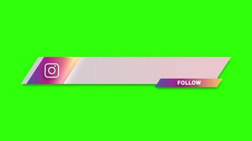 Simple Animated Instagram Lower Third Banner with Follow Green Screen Free Video