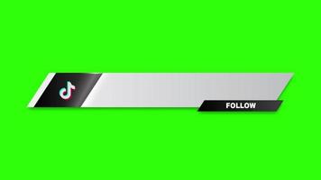 Simple Animated Tiktok Lower Third Banner with Follow Green Screen Free Video