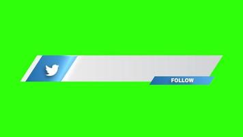 Simple Animated Twitter Lower Third Banner with Follow Green Screen Free Video