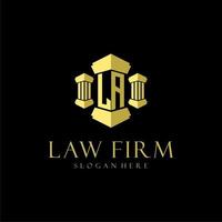 LA initial monogram logo for lawfirm with pillar design vector