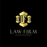 UF initial monogram logo for lawfirm with pillar design vector