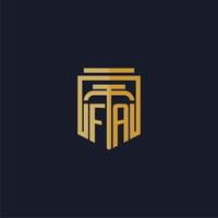 FA initial monogram logo elegant with shield style design for wall mural lawfirm gaming vector