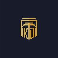 logotipo de monograma inicial de kd elegante con diseño de estilo de escudo para mural de juegos de bufete de abogados vector